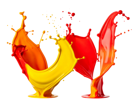 Colorful paint splashes forming a letter W