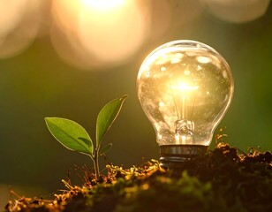 Sunrise, lightbulb, sprout