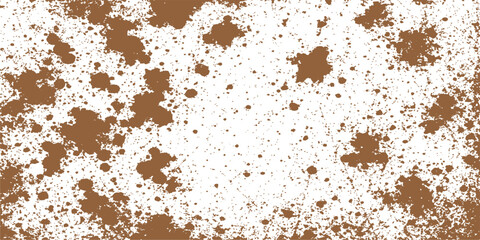 Dirty and aged brown rust on a rough, textured metallic wall surface with a grimy grunge pattern