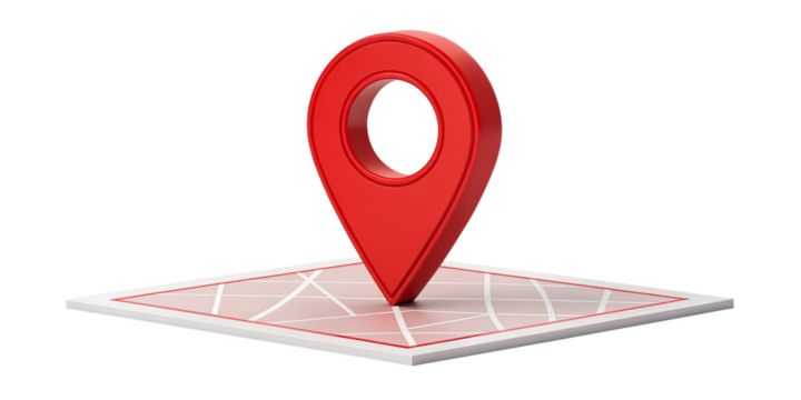 Glossy Red 3D Map Location Pin Icon with Hollow Center on Transparent Background
High-Resolution 3D Render of Modern Red Map Marker Icon with Realistic Reflections