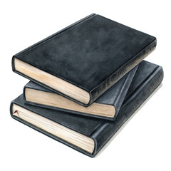 Obraz premium Stacked dark watercolor books with cream pages isolated on a transparent background image