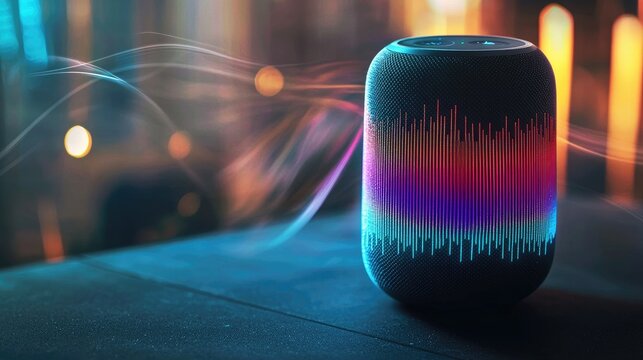 Smart assistant device receiving voice command via sound waves 