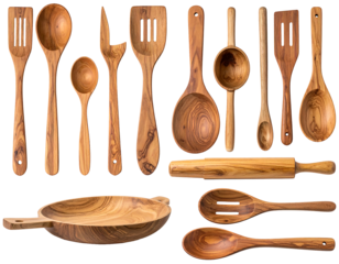 Assorted wooden kitchen utensils