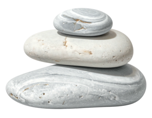 Stacked smooth stones, light gray and white, balanced