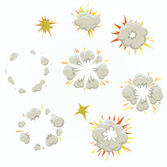 Cartoon Style Detailed Boom Explosion Effect Comic Cloud Set © enggartiasto