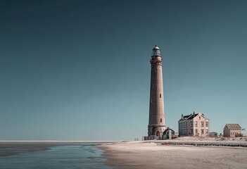 Fototapeta premium Coastal lighthouse on a tranquil beach