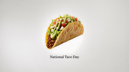 A close-up image of a taco filled with lettuce, tomatoes, cheese, and beans, celebrating National Taco Day.