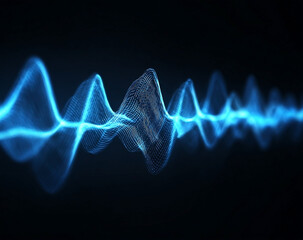 Abstract blue waveform data visualization representing technology and digital signals