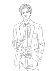 sketch of a man, smoking