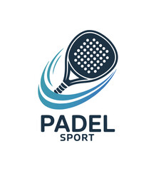 Modern Padel Sport Logo Blue Racket Icon Design for Clubs and Tournaments