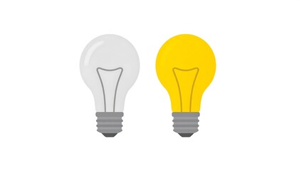 Two light bulbs, one gray, one yellow