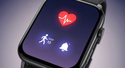 smartwatch mockup with smart UI overlay using icons and symbols