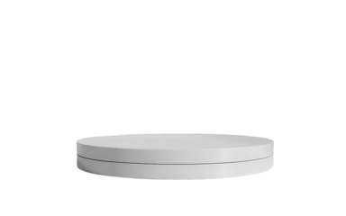 White product display stand on black studio on transparent background