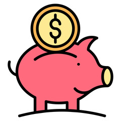 Save Money lineal color icon