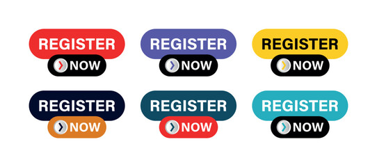 Register Now Button Pack, Colorful Call to Action Badges for Sign up, Landing Pages, Web UI, Campaigns