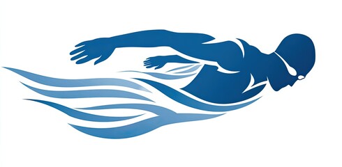 Silhouette of a swimmer in a dynamic freestyle style