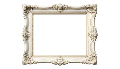 Old photo frame isolated. Empty white photo frame. Vintage instant photo frame isolated in transparent PNG