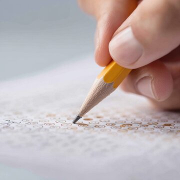 Professional Close-Up of Standardized Exam Bubble Sheet with Pencil Authentic Education Testing Concept for Student Success and Academic Marketing Content