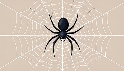 Spider on a web, cartoon style