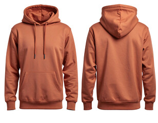 Front and back view of a burnt orange hoodie (3)