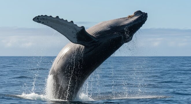 Humpback whale emerging from ocean