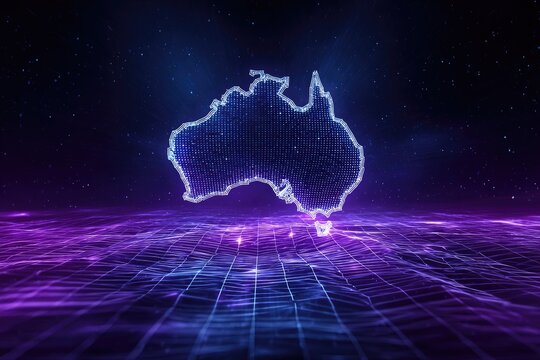 Futuristic digital map of Australia
