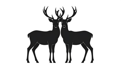 Two deer silhouettes facing each other