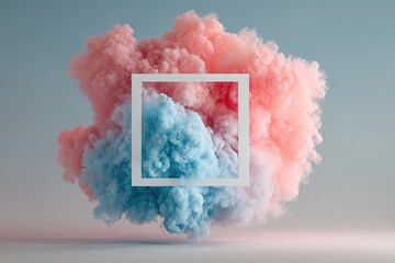 Abstract cloud-like shapes with a white frame