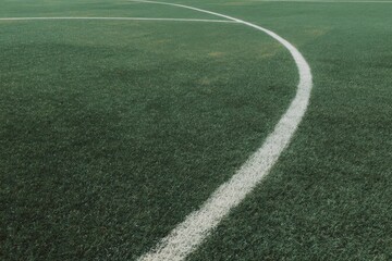 Professional artificial grass soccer field with crisp white lines and curved markings, premium quality turf for strategic play and teamwork marketing content