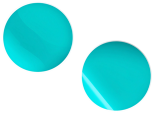 Two bright turquoise circles, slightly offset, with a white border