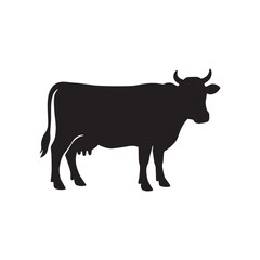 Cow silhouette vector art white background