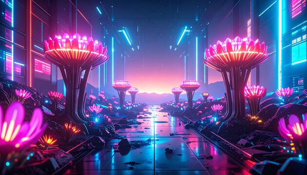 Desert Bloom After Rain . Nature Concept. Generated Image