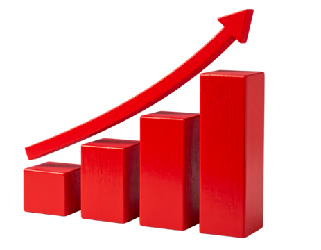 Red bar graph with upward trend (2)