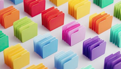 Colorful folder icons in a grid pattern