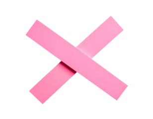 Pink x-mark, overlapping strips