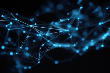 Abstract network of glowing blue points and lines