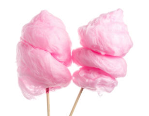 Two fluffy pink cotton candy on sticks (1)