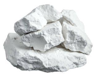 Pile of off-white, broken rock formations