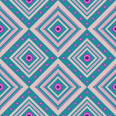 Pastel Pink Blue Green Geometric Diamond Seamless Pattern