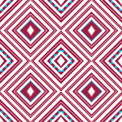 Red and Pink Ethnic Diamond Seamless Pattern