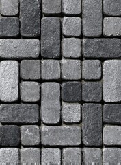 Fototapeta premium Gray and black paving stones in a grid pattern