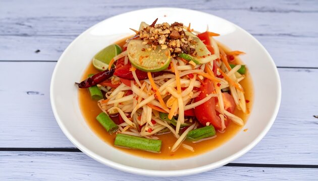 Thai salad on white plate