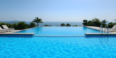 Obraz premium Blue swimming pool in summer with copy space image.