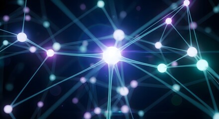 Obraz premium Abstract network of interconnected nodes with glowing connections.