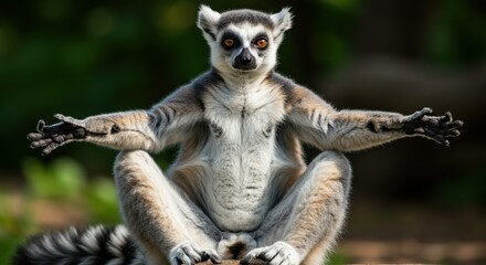 Obraz premium Lemur in yoga pose