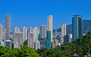 Obraz premium Night view of Victoria Harbour in the core area of the Hong Kong Special Administrative Region