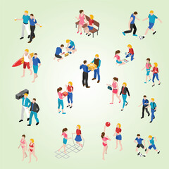 Naklejka premium Isometric Flat People Having Activity Outdoor Life Illustration Graphics Element