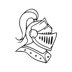 doodle knight helmet line art