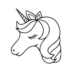 cute unicorn head in a simple line art style