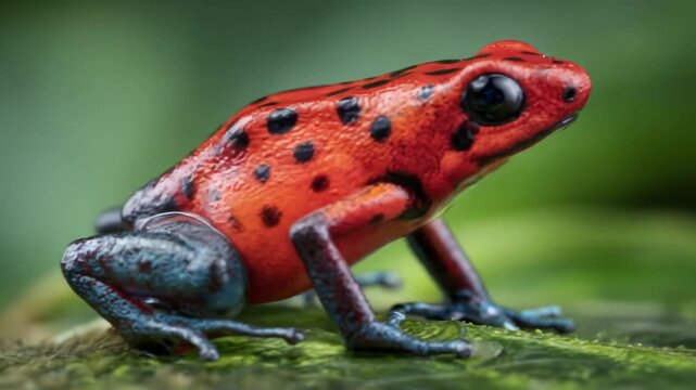 Red poison dart frog closeup